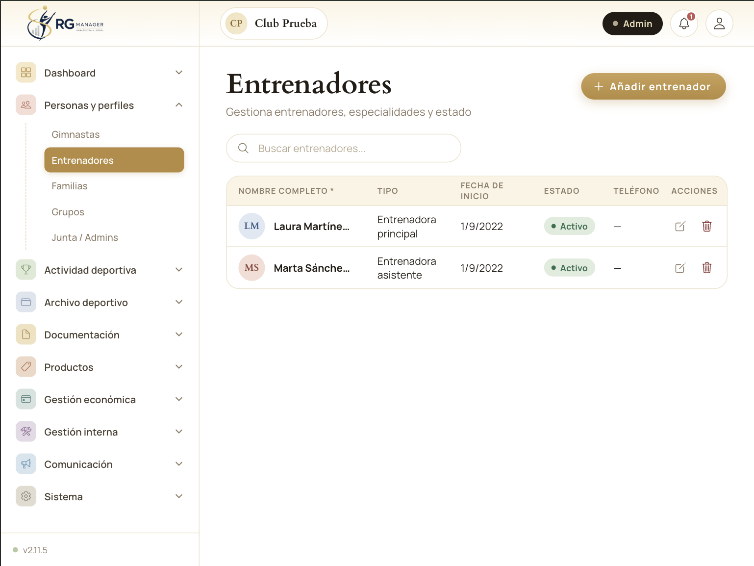 Entrenadores
