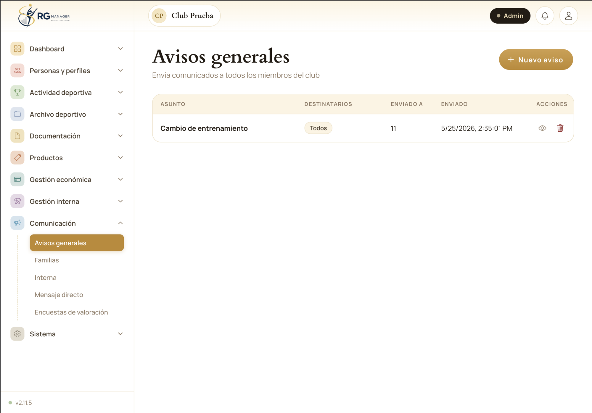 Comunicación RG Manager